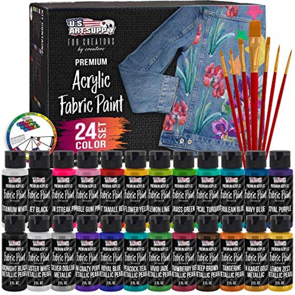 Us Art Supply 24 Color Set Of Permanent Acrylic Fabric Paint In 2 Ounce 1024x1024 