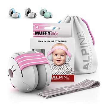 Alpine Muffy Baby Ear Protection for Newborn and Babies up to 36 Months – Noise Reduction Earmuffs for Toddlers and Children – Comfortable Infant Ear Muffs Prevent Hearing Damage & Improve Sleep, Pink