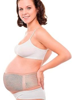AZMED Maternity Belt, Belly Band for Pregnant Women! To Support Abdomen/Waist/Back - For Different Stages Breathable & Adjustable (Beige)