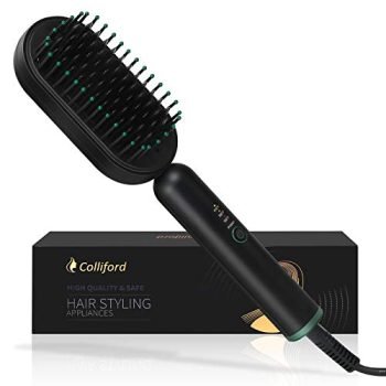 Colliford Black,on Hair Straightener Brush, 30S Rapid Heating and Continuous High Temperature Hot Straightening Brush.