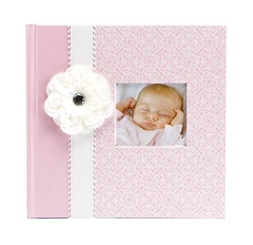 C.R. Gibson Pink Photo Album Baby Book for Girls, 10.4 x 9.7 x 1.9 inches, 80 Pages