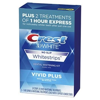 Crest 3D Whitestrips, Vivid Plus, Teeth Whitening Strip Kit, 24 Strips (12 Count Pack)