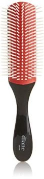 Diane 9-Row Professional Styling Brush, Nylon Pins for Thick or Curly Hair, Use with Wet Hair and Distributing Conditioner or Product, Blowdrying, Black & Red