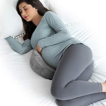 EKLO by PharMeDoc MommyWedge Pregnancy Wedge Pillow - Memory Foam Maternity Support for Back, Belly, Knees - Includes Soft Velvet Cover - Grey