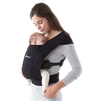 Ergobaby Embrace Cozy Newborn Baby Wrap Carrier (7-25 Pounds), Premium Cotton, Pure Black