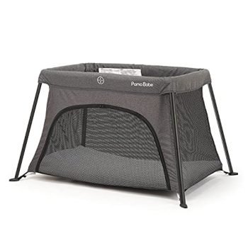 Lightweight Foldable Travel Crib, Portable Play Yard with Carry Bag for Infant Toddler Newborn(Grey)