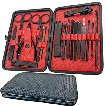 Manicure Set-18 IN 1 Stainless Steel Nail Care Set-Professional Ingrown Toenail Clipper Grooming Tool-Pedicure Kit & Toe Nail Cutter-Thick Nail Scissors Toiletries with Cuticle Trimmer