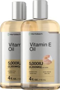 Natural Vitamin E Oil 5000 IU | 8 oz (2 x 4oz) | For Skin, Hair & Face | Vegetarian, Non-GMO, Gluten Free | By Horbaach