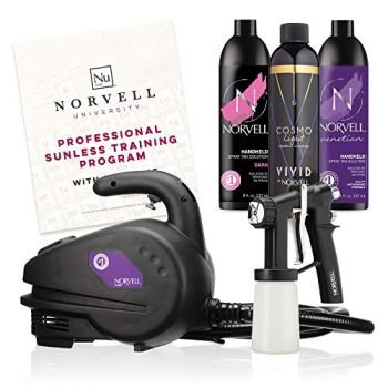 Norvell Sunless Kit - M1000 Mobile HVLP Spray Tan Airbrush Machine + 8 oz Tanning Solutions in Ultra Vivid 'Cosmo Light', Venetian and Dark + Norvell Training Program (Retail Value $490)