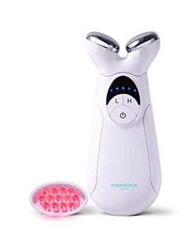 Nuovaluce Anti Aging Microcurrent & Red Light Therapy Device - Wrinkle Reducing & Skin Tightening Device - Handheld Skin Care Face Toning At-Home Machine to Lift, Contour and Tone Skin - FDA Cleared