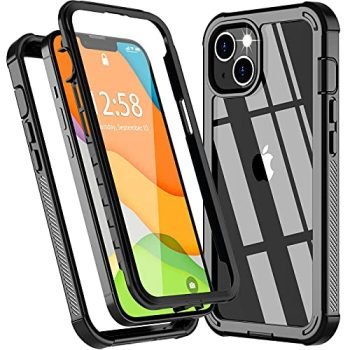 Oterkin for iPhone 13 Case, 360 Degree Full Body Rugged with Built-in Sensitive Screen Protector Heavy Duty Shockproof Clear Back Daily-Use Phone Case for iPhone 13 (6.1 inch) 2021