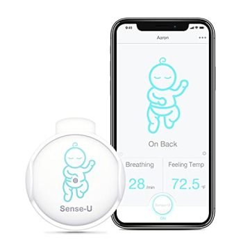 Sense-U Baby Breathing Monitor - Tracks Baby's Breathing Movement, Temperature, Rollover and Sleeping Position for Baby Safety with Audio Alarm on Smartphones, Green