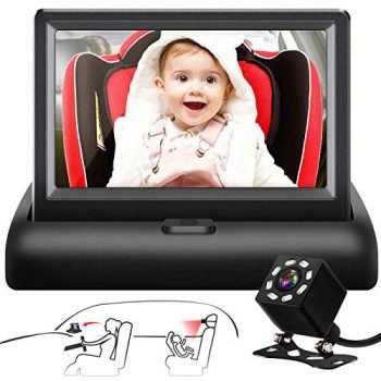 Shynerk Baby Car Mirror, 4.3'' HD Night Vision Function Car Mirror Display, Safety Car Seat Mirror Camera Monitored Mirror with Wide Crystal Clear View, Aimed at Baby, Easily Observe the Baby’s Move