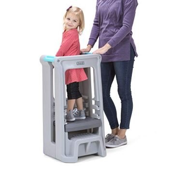 Simplay3 Toddler Tower Childrens Step Stool with Three Adjustable Heights, Gray
