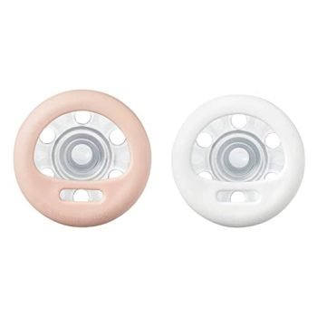Tommee Tippee Breast-Like Pacifier, Skin-Like Texture, Symmetrical Design, BPA-Free Binkies, 0-6m, 2-Count, Blush/Moonbeam
