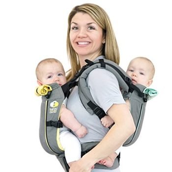 TwinGo Carrier - Air Model - Cool Grey - Great for All Seasons - Breathable Mesh - Fully Adjustable Tandem or 2 Single Baby Carrier for Men, Woman, Twins and Babies 10-45 lbs