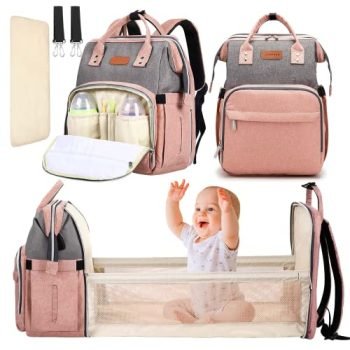Yoofoss Diaper Bag Backpack, Baby Nappy Changing Bags Multifunction Travel Back Pack with Changing Pad & Stroller Straps, Large Capacity, Waterproof and Stylish (Pink)