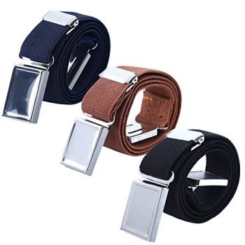 3 PCS Kids Adjustable Magnetic Belts - Easy to Use Magnetic Buckle Belt for Boys and Girls (Navy blue/Brown/Black)