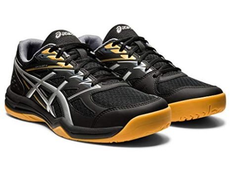 ASICS Men's Upcourt 4 Volleyball Shoes, 11, Black/Pure Silver