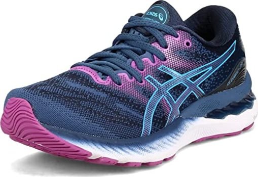 ASICS Women's Gel-Nimbus 23 Running Shoes, 10.5, Grand Shark/Digital Aqua