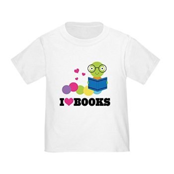 CafePress Bookworm I Heart Books Toddler T Shirt Cute Toddler T-Shirt, 100% Cotton White