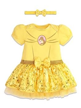 Disney Beauty and The Beast Princess Belle Baby Girls Dress Headband Set Yellow 0-6 Months