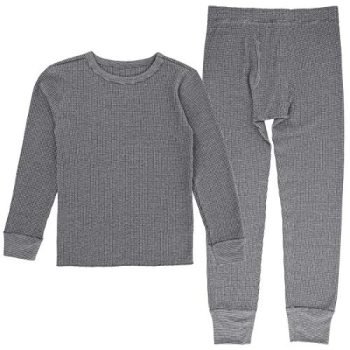 Fruit of the Loom Boys' Premium Thermal Waffle Underwear Set, Heather Greystone, 8