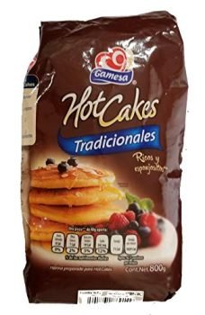 Gamesa Mexican Hot Cakes Pancake Mix. Wheat flour prepared and fortified to cook delicious and fluffy hot cakes. 1 bag (800grs)