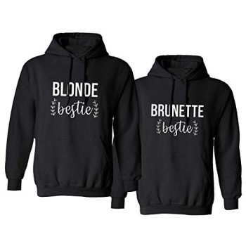 Matching Best Friends Hoodies for 2 Girls BFF Pullover Sweaters Blonde Brunette Sweatshirts Black