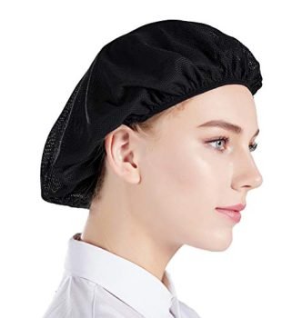 Nanxson 5pcs Unisex Elastic Chef Hat Kitchen Cooking Chef Cap Mesh Food Service Hair Nets CF9023 (Black (Pack of 5))