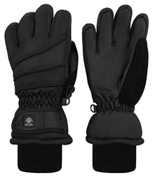 N'Ice Caps Kids Thinsulate Waterproof Warm Winter Snow Ski Gloves (Black 1, 10-12 Years)
