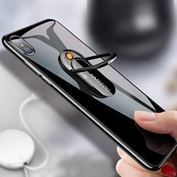 NMEGOU Newest USB Cigarette Lighter Magnetic Phone Holder Car Mount Stand Ring Clip for iPhone 11 case Samsung Cell Phone Ring Lighter. Patent No.201830690795.2