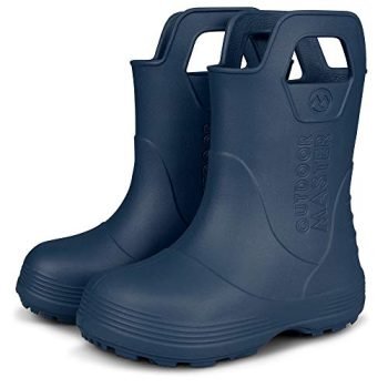 OutdoorMaster Kids Toddler Rain Boots, Lightweight, Easy to Clean for Boys Girls - Deep Sea - 8 Toddler