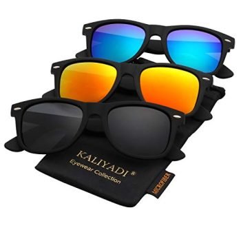 Polarized Sunglasses for Men and Women Matte Finish Sun glasses Color Mirror Lens 100% UV Blocking (3 Pack)