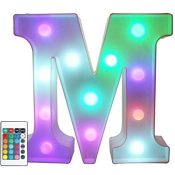 Pooqla Colorful LED Marquee Letter Lights with Remote – Light Up Marquee Signs – Party Bar Letters with Lights Decorations for The Home - Multicolor M