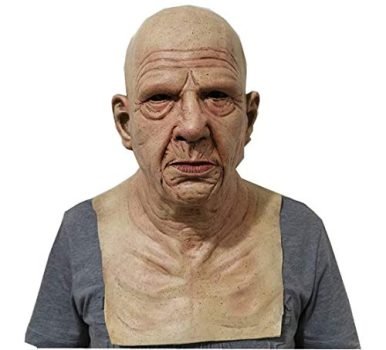 Realistic Old Man Mask Wrinkle Face Human Mask Halloween Novelty Skin Creepy Costume Party Latex Full Head Mask for Adult