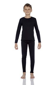 Rocky Thermal Underwear for Boys (Thermal Long Johns Set) Shirt & Pants, Base Layer w/Leggings/Bottoms Ski/Extreme Cold (Black - Small)