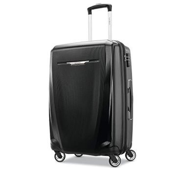 Samsonite Winfield 3 DLX Hardside Expandable Luggage with Spinners, Black, Checked-Medium 25-Inch