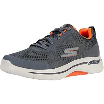 Skechers Men's Gowalk Arch Fit-Athletic Workout Walking Shoe with Air Cooled Foam Sneaker, Charcoal/Orange, 12 X-Wide