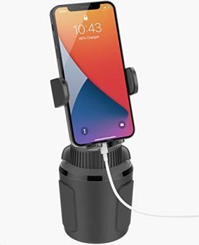 Solid Cup Holder Phone Mount for Car Truck with Quick Extension Long Arm Fast Swivel Adjustable Height 360 Rotatable, Low Profile Universal APPS2Car Mobile Mount Compatible with All Cell Phone iPhone