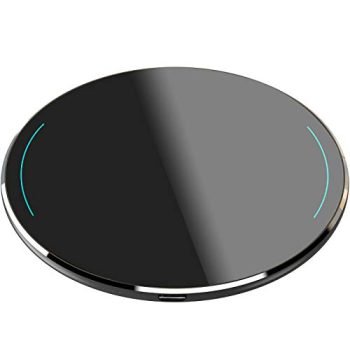 TOZO W1 Wireless Charger Thin Aviation Aluminum Computer Numerical Control Technology Fast Charging Pad Black (NO AC Adapter)