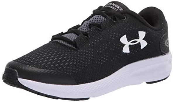 Under Armour Grade School Charged Pursuit 2 Running Shoe, Black (001)/White , 5