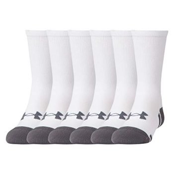 Under Armour Youth Resistor 3.0 Crew Socks , White/Graphite (6-Pairs) , Small