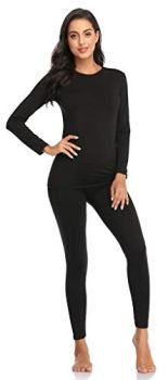 WEERTI Thermal Underwear for Women Long Johns Women with Fleece Lined, Base Layer Women Cold Weather Top Bottom（Black S）