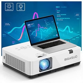 3-LCD Business Projector - 3500 Ansi Outdoor Projector 1080P Support Daylight or Lights On for Office, Meeting, Teaching, Home & Outdoor Movie - 6D & 4P Keystone Correction, 15000:1 Contrast Ratio