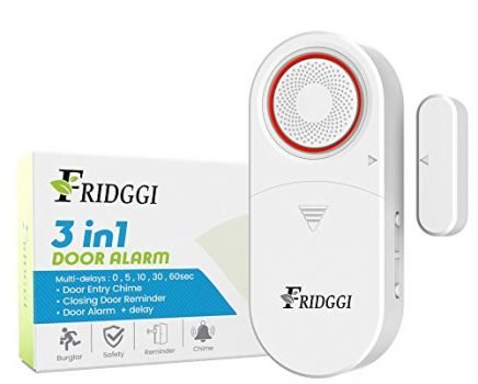 3in1 Alarm - Door Alarm with Delay 80 to 120 dB, Close Door Reminder, Time Delay Door Chime, Multiple Delays 0, 5, 10, 30, 60 Seconds. (White)