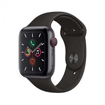 Apple Watch Series 5 (GPS + Cellular, 44MM) - Space Gray Aluminum Case with Black Sport Band (Renewed)