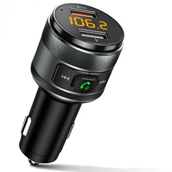 Bluetooth FM Transmitter for Car, 5.0 Wireless Bluetooth FM Radio Adapter Music Player /Car Kit and 2 USB Ports Charger Support USB Drive
