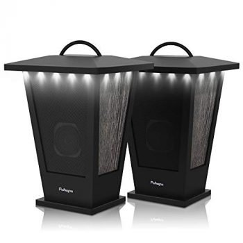 Bluetooth Speakers Waterproof, Pohopa 2 Packs True Wireless Stereo Sound 20W Speakers Dual Pairing Lantern Indoor Outdoor Speakers with 20 Piece LED Lights, Rich Bass, Pinao Black