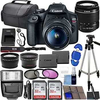 Canon EOS Rebel T7 DSLR Camera Bundle with Canon EF-S 18-55mm f/3.5-5.6 is II Lens + 2X 32GB Memory Cards + Filters + Preferred Accessory Kit